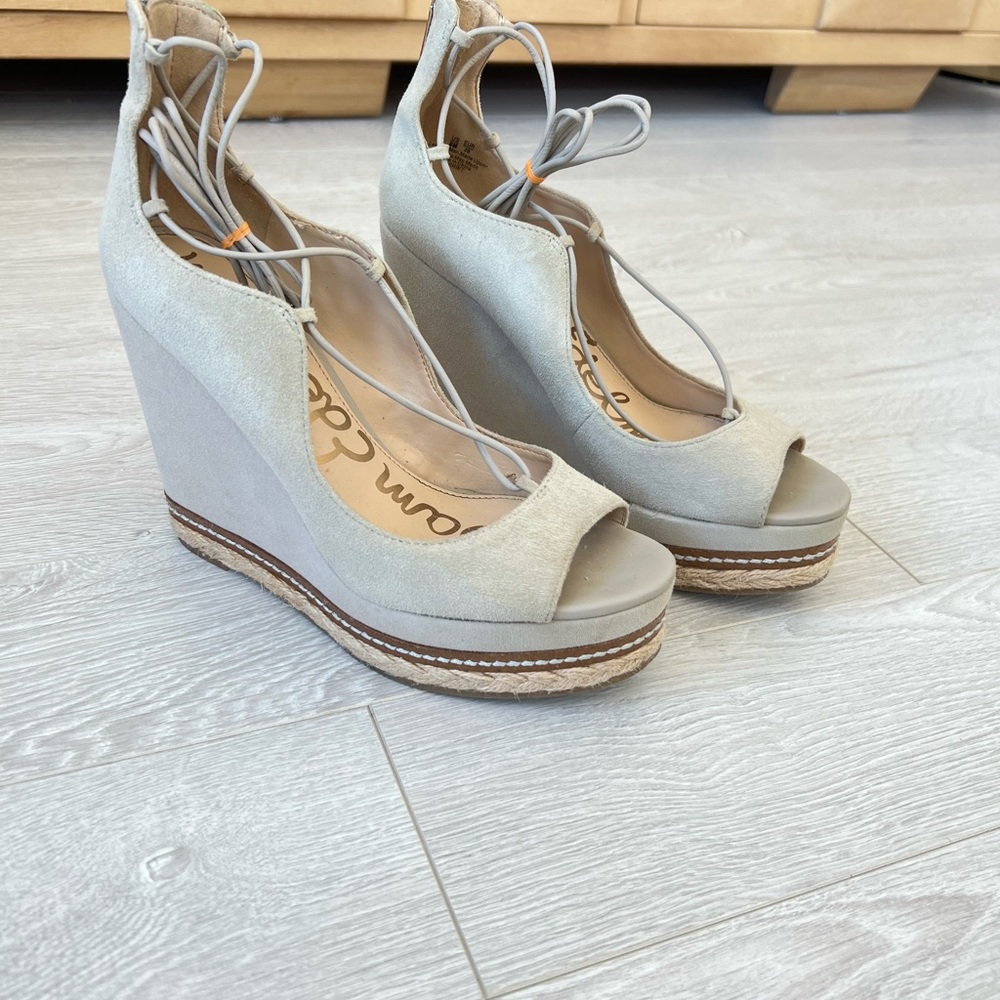 Sam Edelman Harriet Espadrille Wedge Heels – Size 8 (Camel Suede)